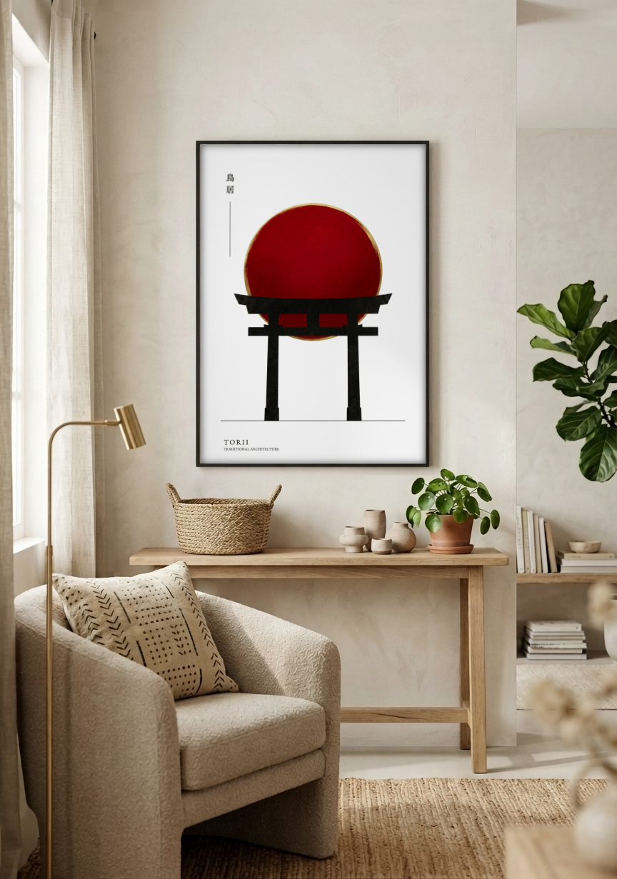 Japanese Art - Torii framed print in a room