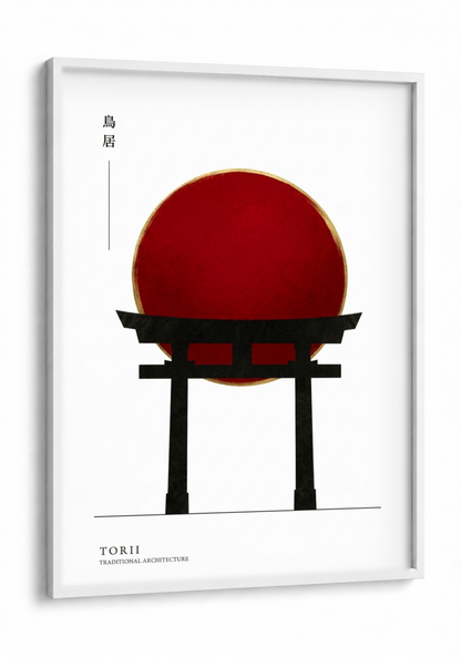Japanese Art - Torii framed print in a white frame