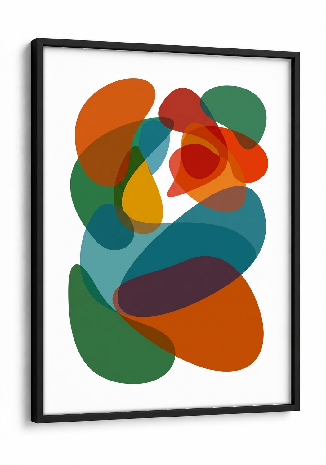 Abstract Art - Jumble Rainbow framed print in a black frame
