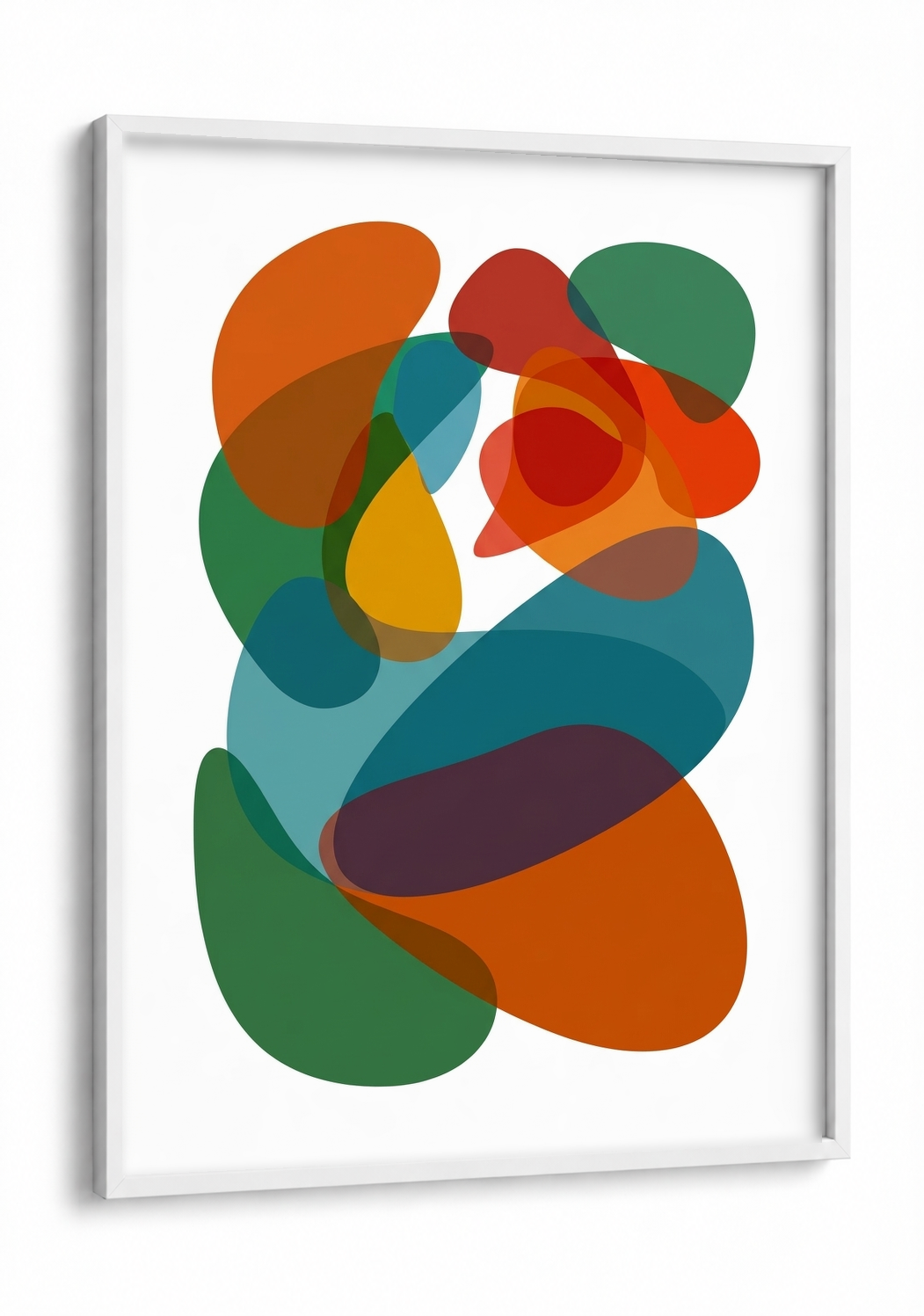 Abstract Art - Jumble Rainbow framed print in a white frame