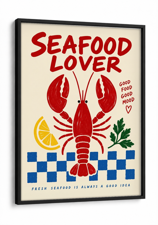 Pop Art - SeaFood Lover framed print in a black frame