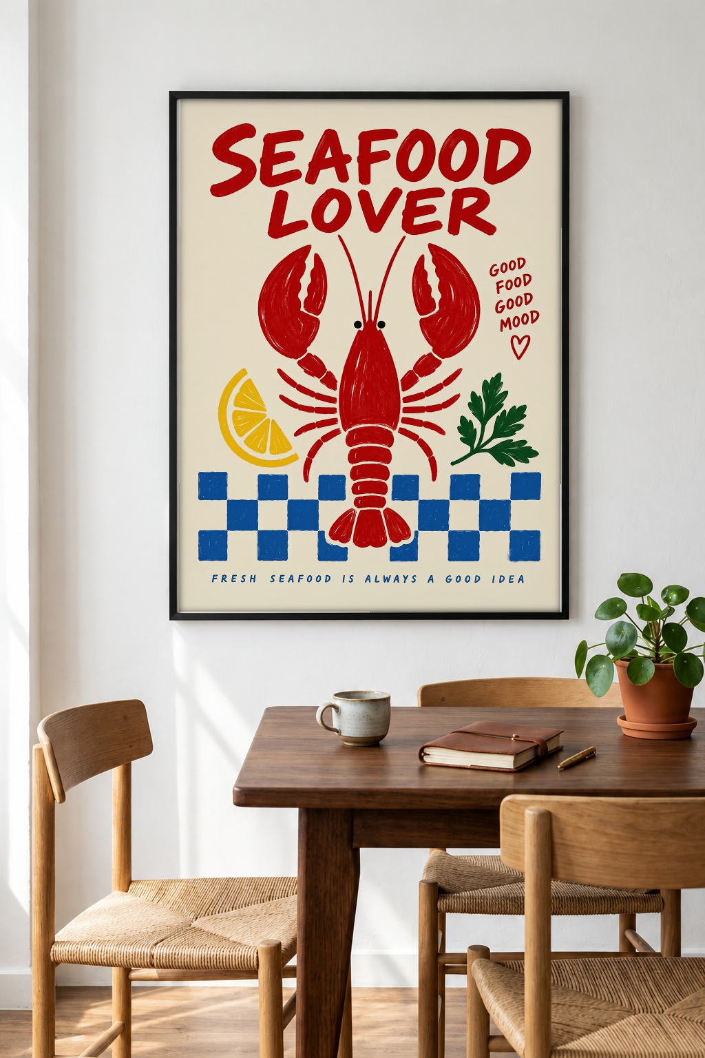 Pop Art - SeaFood Lover framed print in a room
