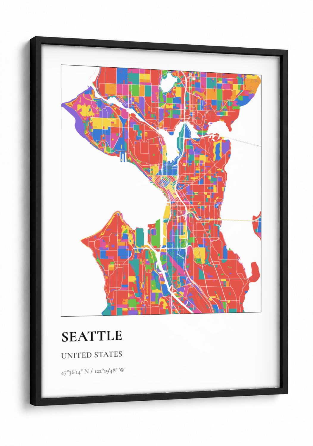 Custom Map Poster framed print in a black frame