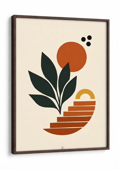 Abstract Art - Steps to the Sun framed print in a brown frame