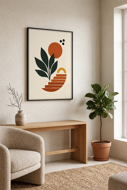 Abstract Art - Steps to the Sun framed print in a room