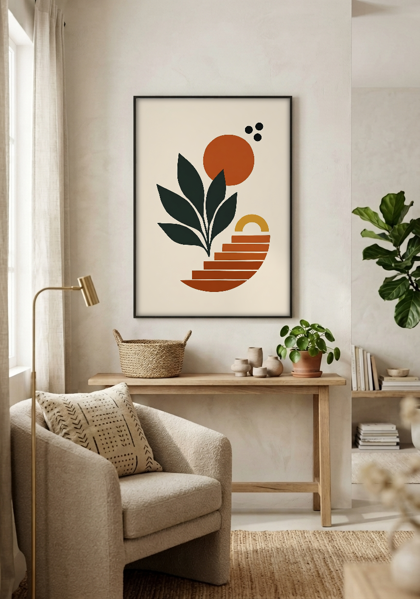 Abstract Art - Steps to the Sun framed print in a room
