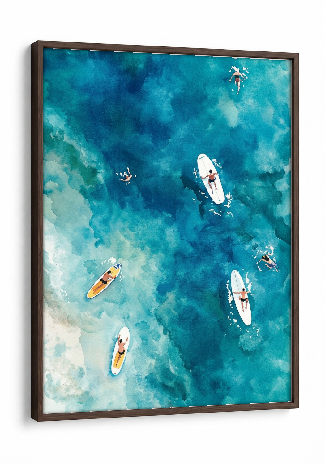 Landscape Art - Surf and Slide framed print in a brown frame