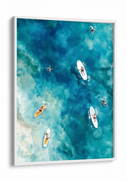 Landscape Art - Surf and Slide framed print in a white frame