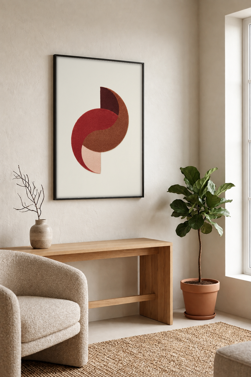 Abstract Art - Textile Abstraction framed print in a room
