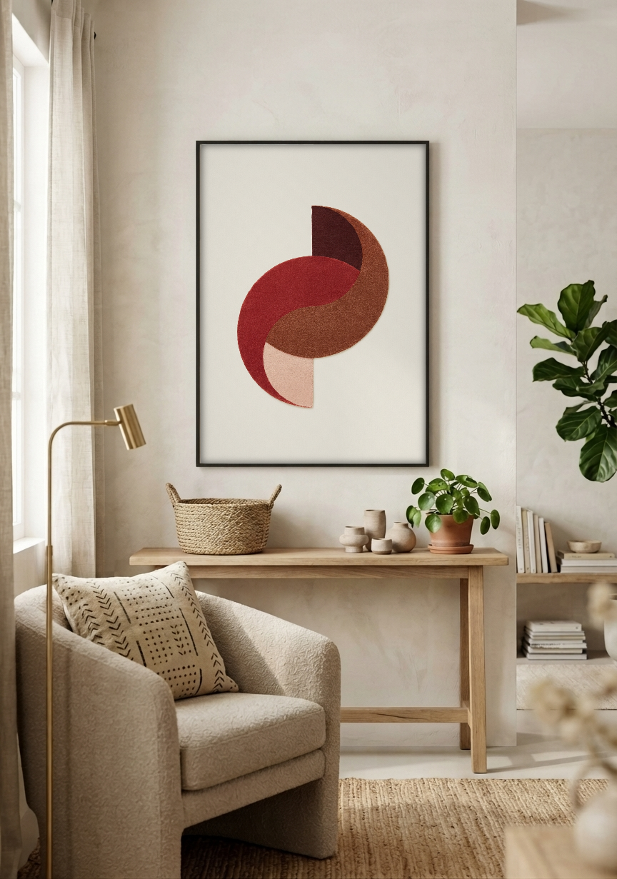 Abstract Art - Textile Abstraction framed print in a room