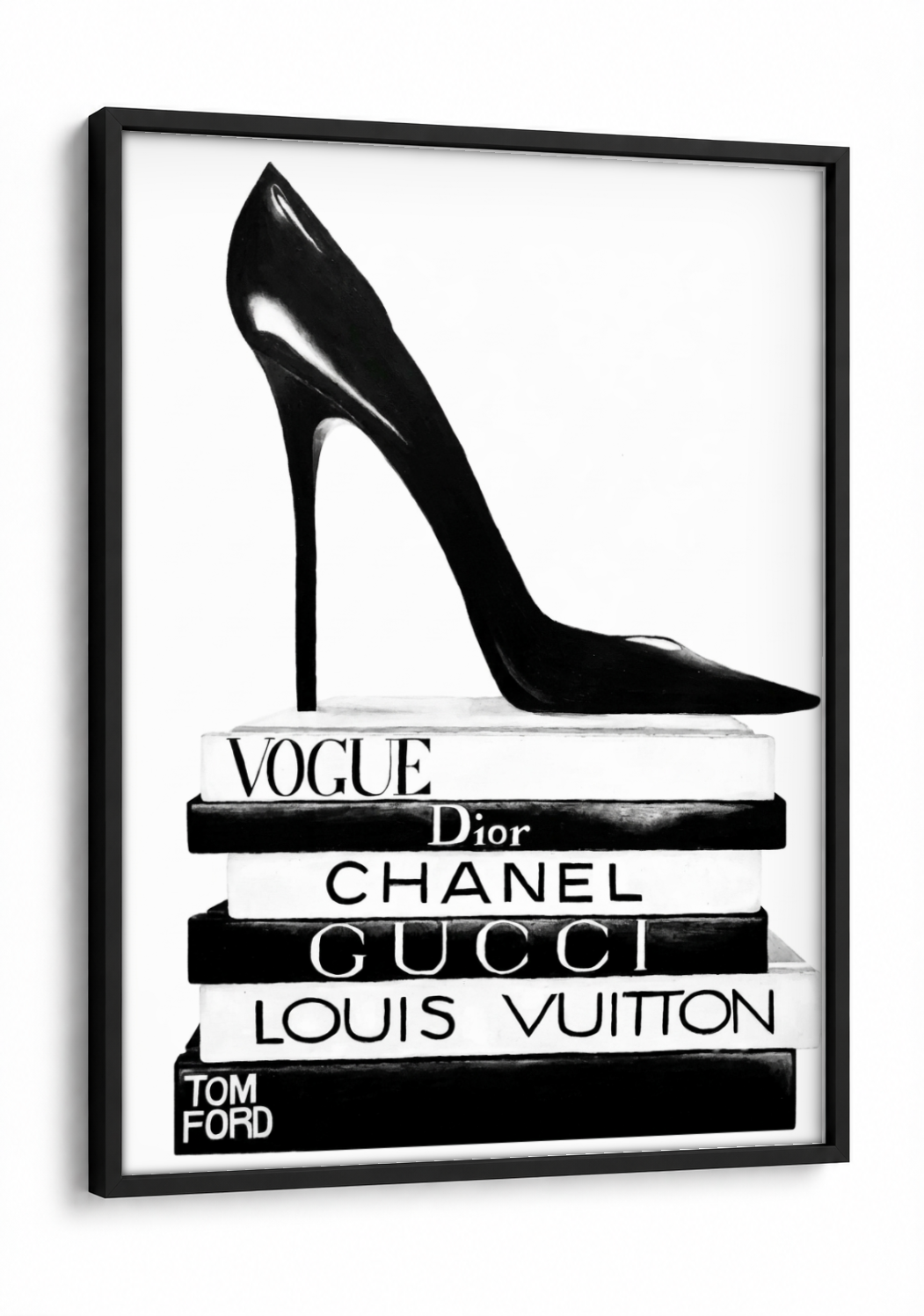 Pop Culture Art - The Devil Wears Designer framed print in a black frame