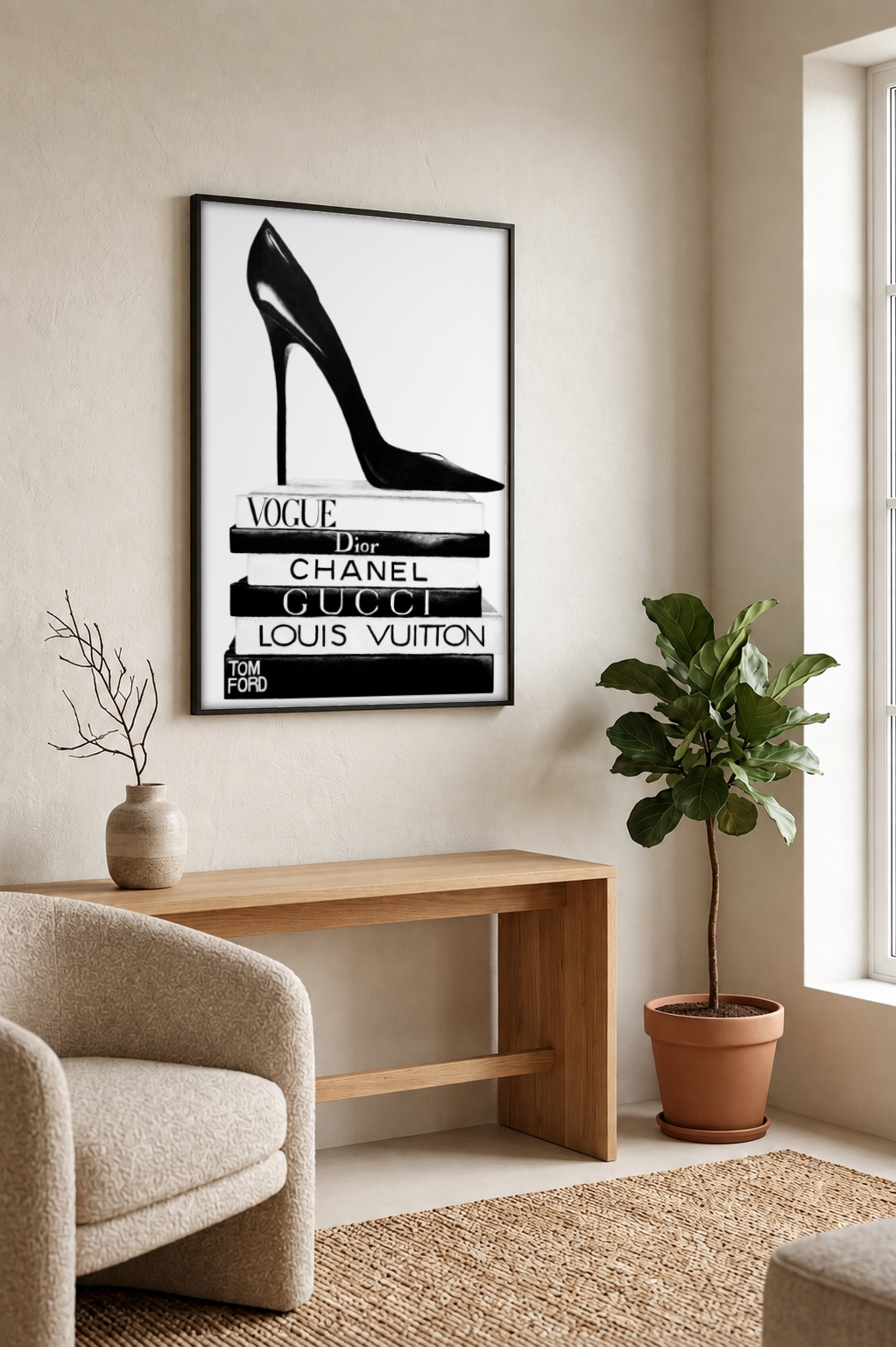 Pop Culture Art - The Devil Wears Designer framed print in a room