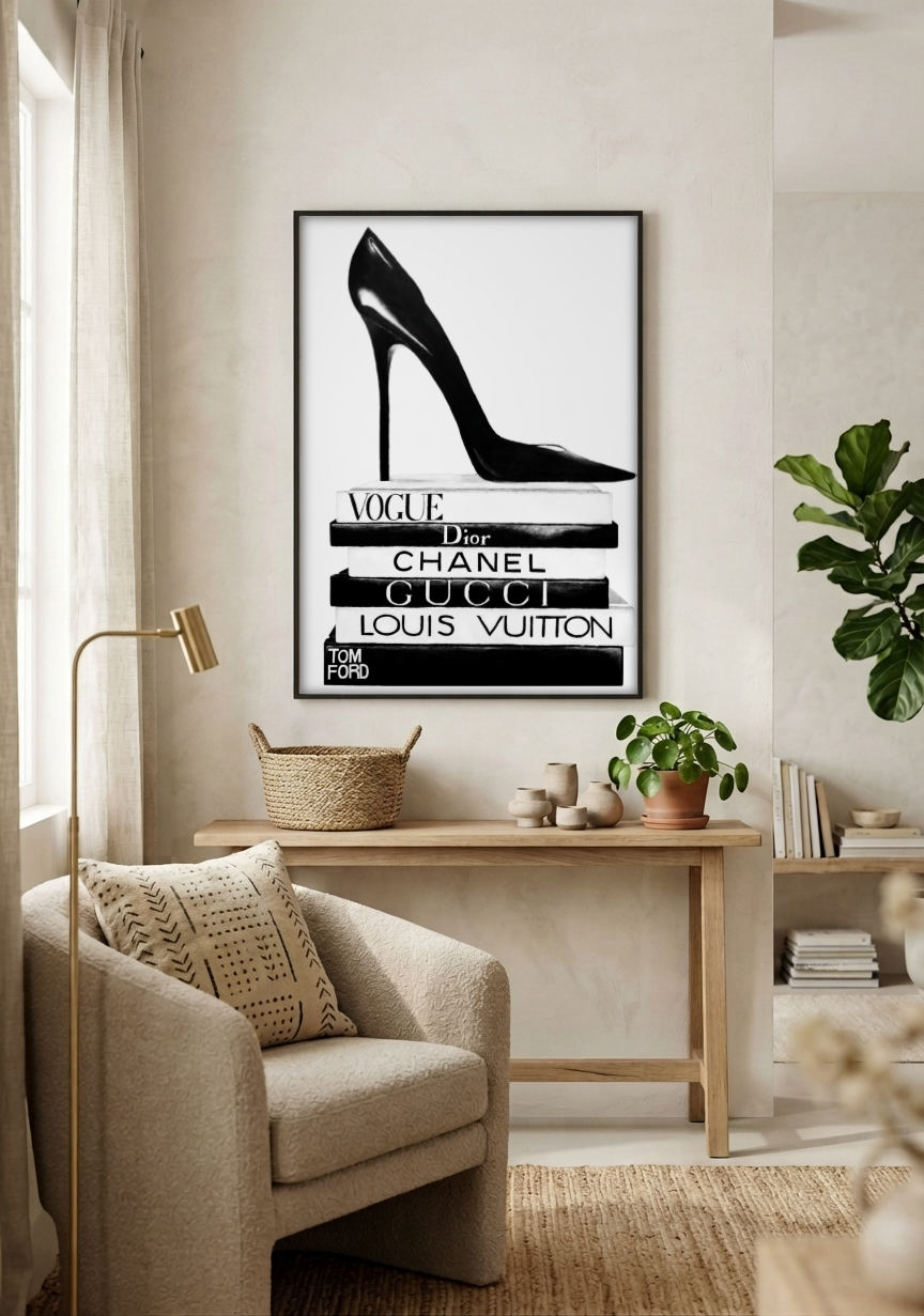 Pop Culture Art - The Devil Wears Designer framed print in a room
