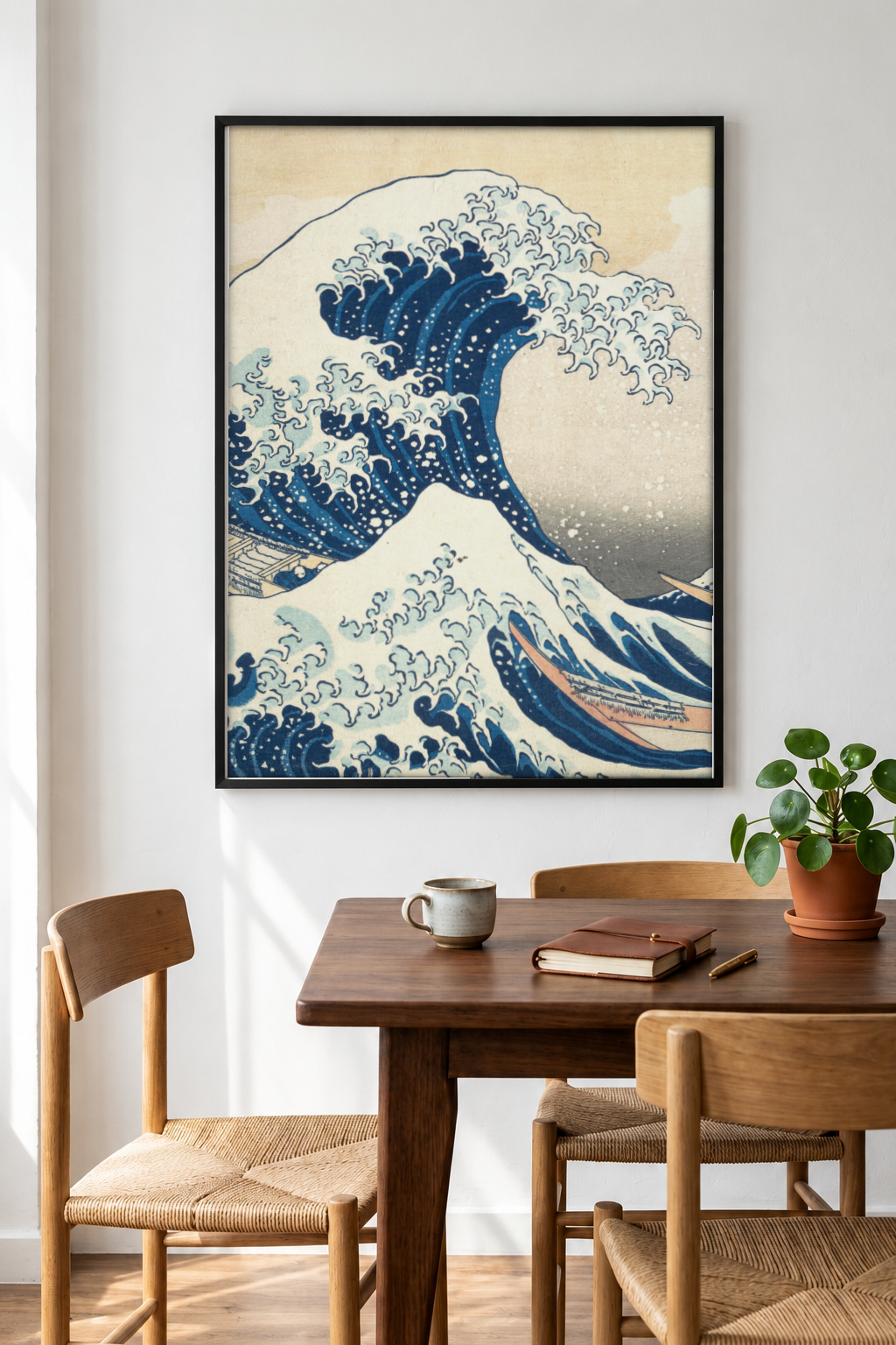 The Great Wave Off Kanagawa framed print in a room